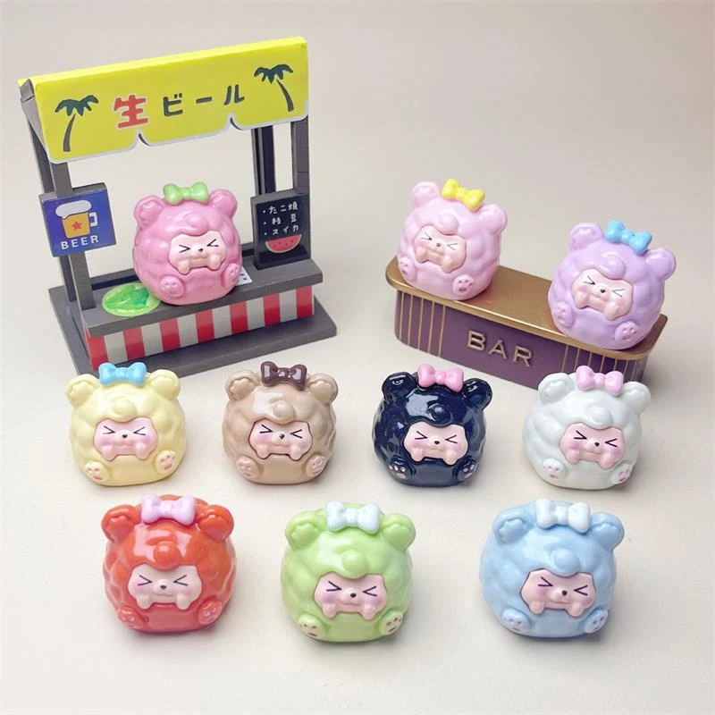 Random One Cartoon Cute Bow KiKi Dollhouse Toys Dolls Girly Figures Car Home Desk Ornaments DIY Decoration Resin Craft Kids Gift