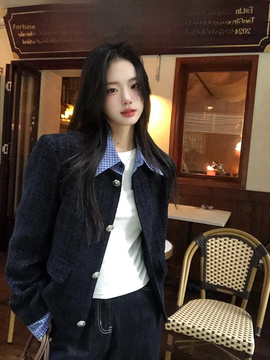 

Мягкая шикарная корейская верхняя одежда на одной пуговице, искусственная двухсекционная верхняя одежда, женский осенне-зимний утягивающий топ прямого кроя, длинный све...