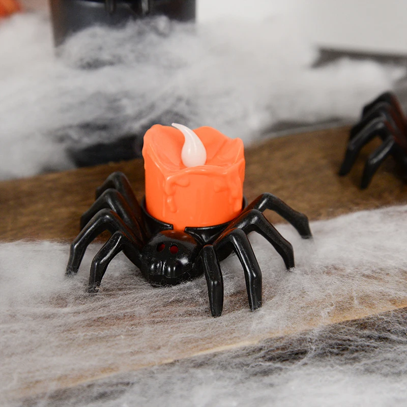 Halloween Decorations LED Candle Light Plastic Spider Pumpkin Lamp for Home Bar Haunted House Halloween Party Decor Horror Props