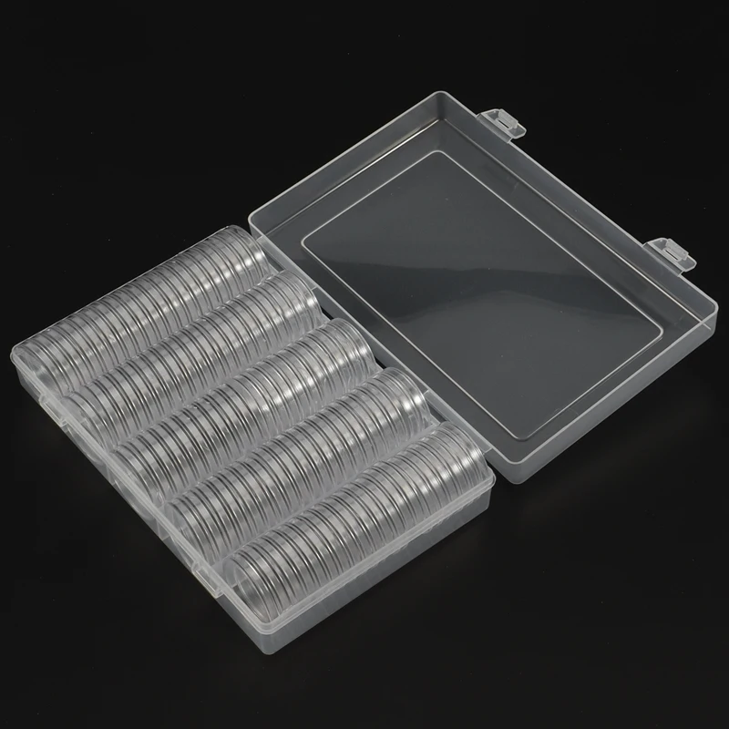 Top Deals 17/20/25/27/30Mm Coin Holder, 100Pcs Silver Coin Capsules With Foam Gasket, Professional Coin Case For Coin Collection