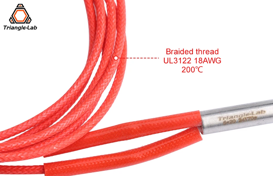 Trianglelab 24V 70W Heizpatrone Rot 6x20mm Mit 100CM Kabel 3D-Drucker für V6 HOTEND Volcano MK8 MK9 CR-10 Ender 3 – Detail 18