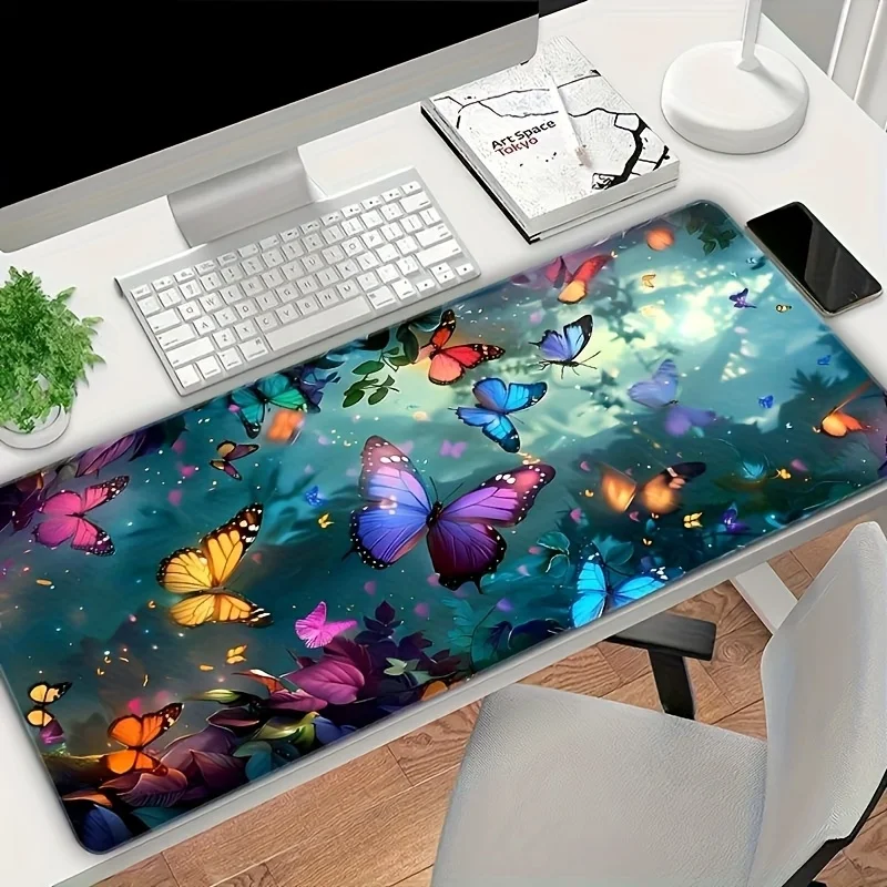 Extra großes buntes Schmetterlings-Mauspad, rutschfester Gummi-Computer, Laptop-Desktop-Pads, dicke Tastatur, PC-Zubehör, Sperrkante