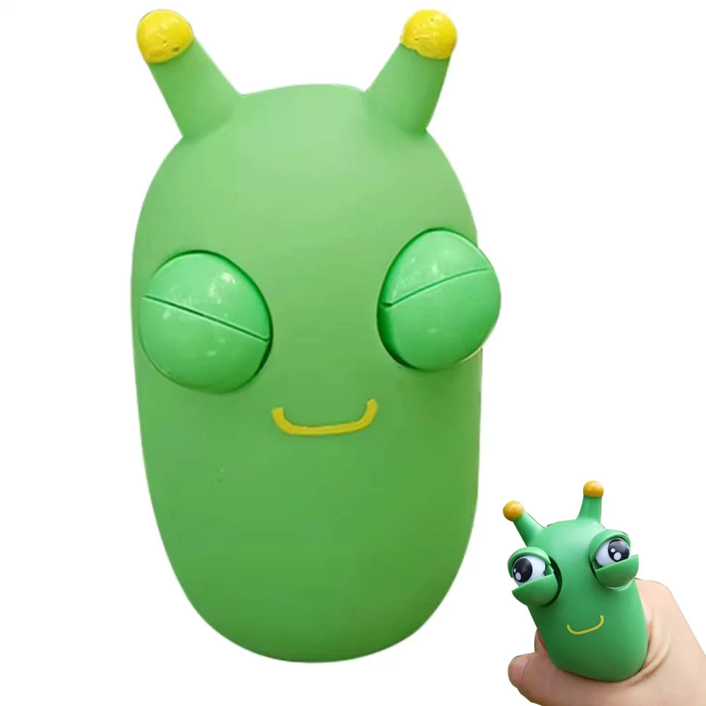 

Funny Grass Worm Pinch Toys Green Eye Insect Squeeze Toy Novelty Eye Popping Worm Squeeze Toy Anxiety Stress Relief Toys