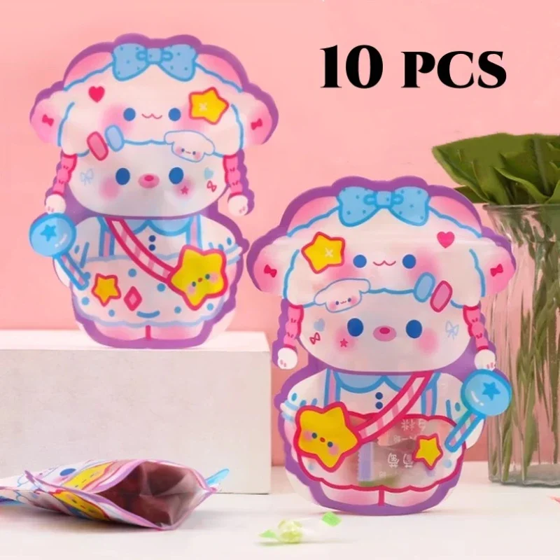 Kawaii hello kitty ziplock saco animação periférica bonito engrossado transparente embalagem de doces selado saco de presente grande size18x12cm