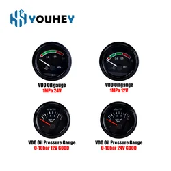 52mm Oil Pressure Gauge Diesel Generator Engine Parts 5Bar 10Bar 25Bar 50kpa 100kPa 250kpa Optional 12V/24V Meter