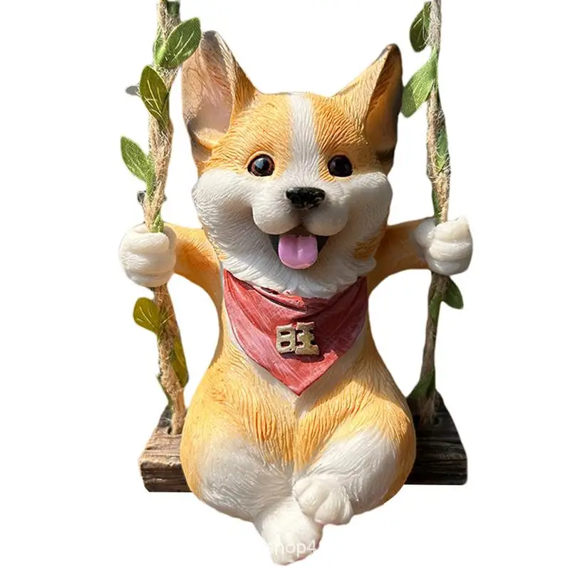 Garden Outdoor Pendant Sturdy Waterproof Dog Statue Courtyard Decoration Puppy Decorations for Family Friends Colleagues Men