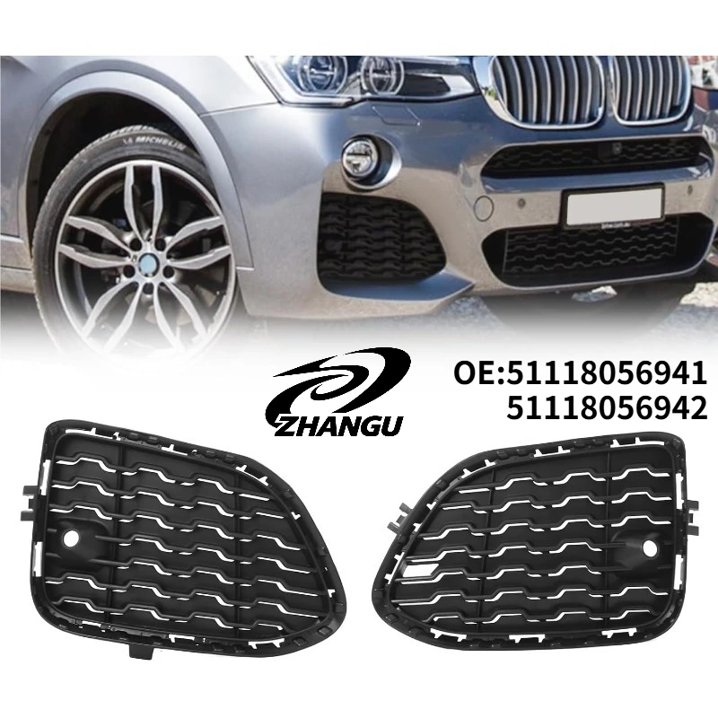 

Bumper Closed M Grille for BMW X3 X4 F25 F26 Front Bumper Fog Lamp Grille Honeycomb Mesh Fog Light Grill 51118056941,51118056942