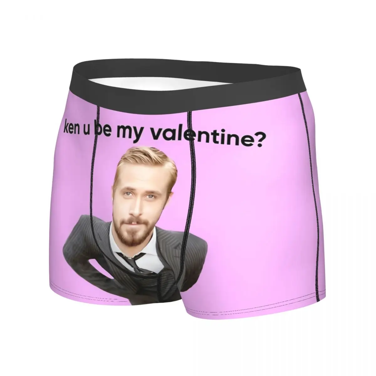 Ryan Gosling Valentines Day Underwear Ken You Be My Valentine Pattern Boxer Shorts High Quality Male Underpants Cute Boxer Brief