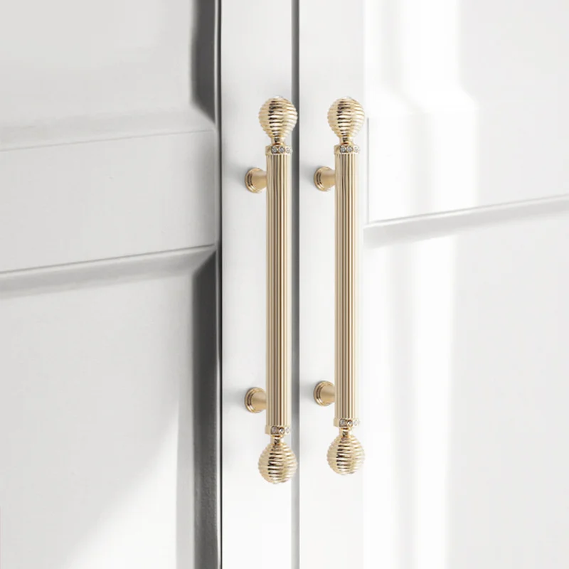 

Nordic gold solid zinc alloy single hole diamond inlaid handle cabinet, drawer, wardrobe, shoe cabinet, door handle, furniture