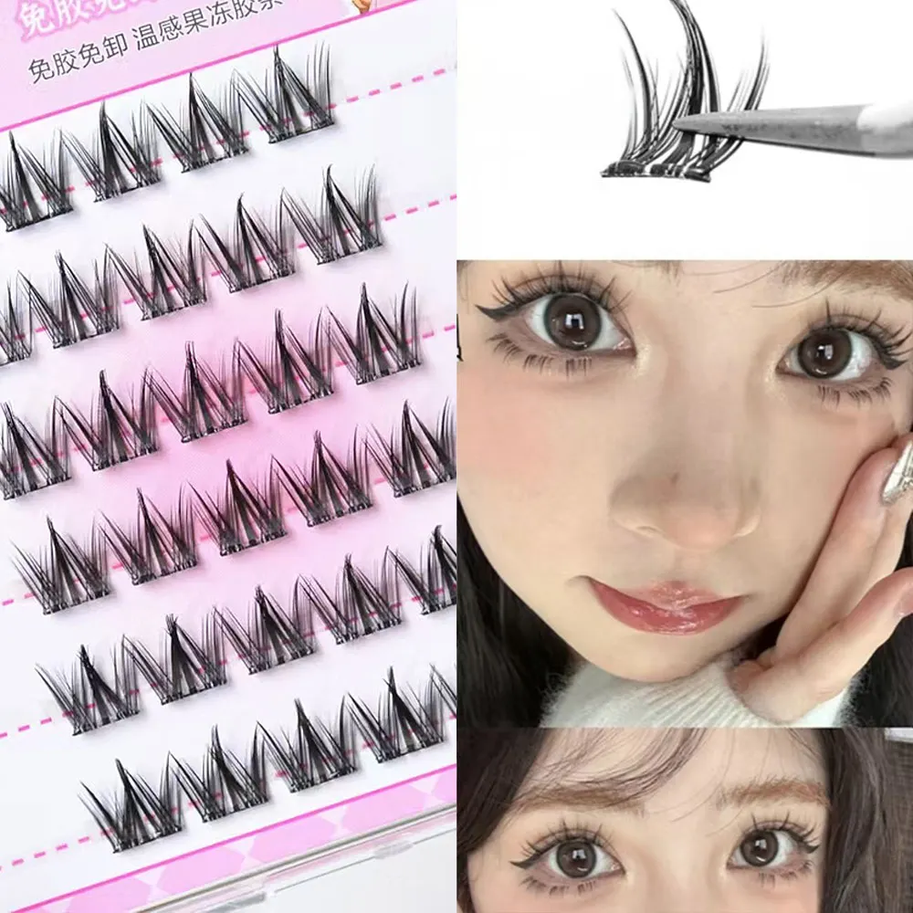 

Press on Self Adhesive Cluster Lashes Natural Look Reusable Segmented Eyelashes Handmade No Need Glue Individual Eyelash