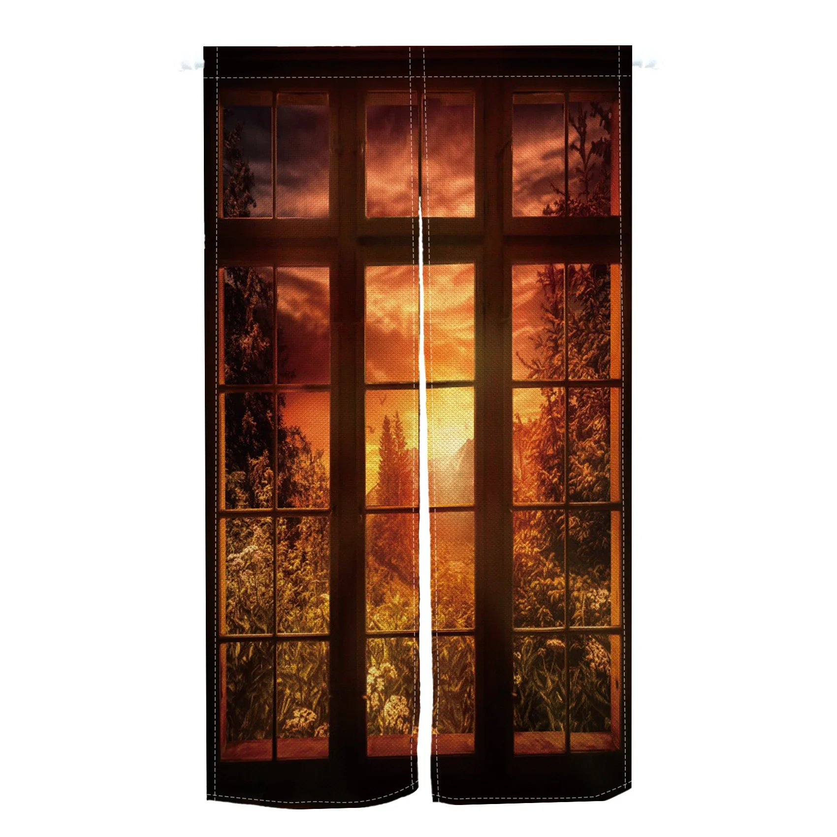 Japanese Vintage Pattern Door Curtain Brick Wall Linen Kitchen Bedroom Corridor Partition Japanese Entrance Half Curtain Decor
