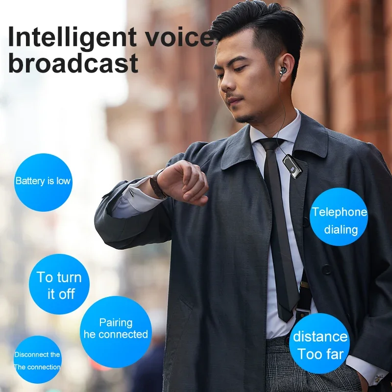 سماعة رأس K55 Lavalier Business بلوتوث 5.2 وقت التحدث/الموسيقى 20 ساعة، شاشة رقمية LED، سماعات أذن لاسلكية بخاصية إلغاء الضوضاء #4