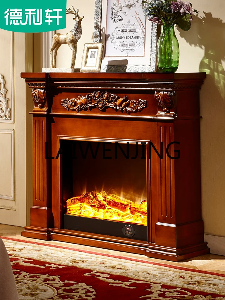 RWJ European Style Fireplace Decoration Solid Wood Fireplace Mantel Electric Fireplace TV Cabinet