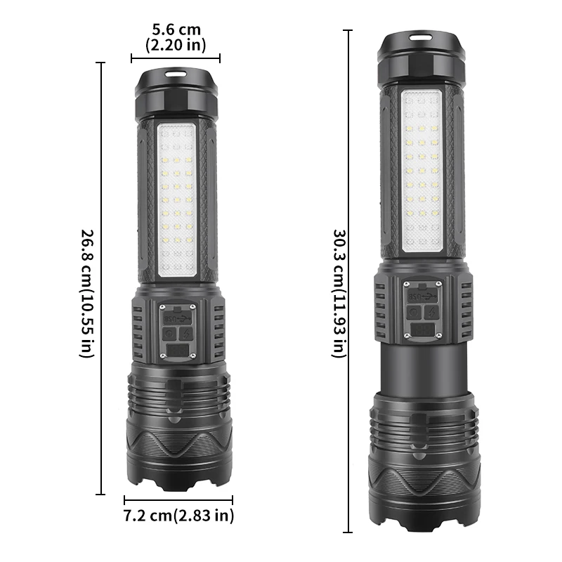 Imagem -04 - Lanternas Led com Bateria Embutida Luz Lateral Cob Mais Poderosa Lanterna Tática Holofote de Emergência 15000mah