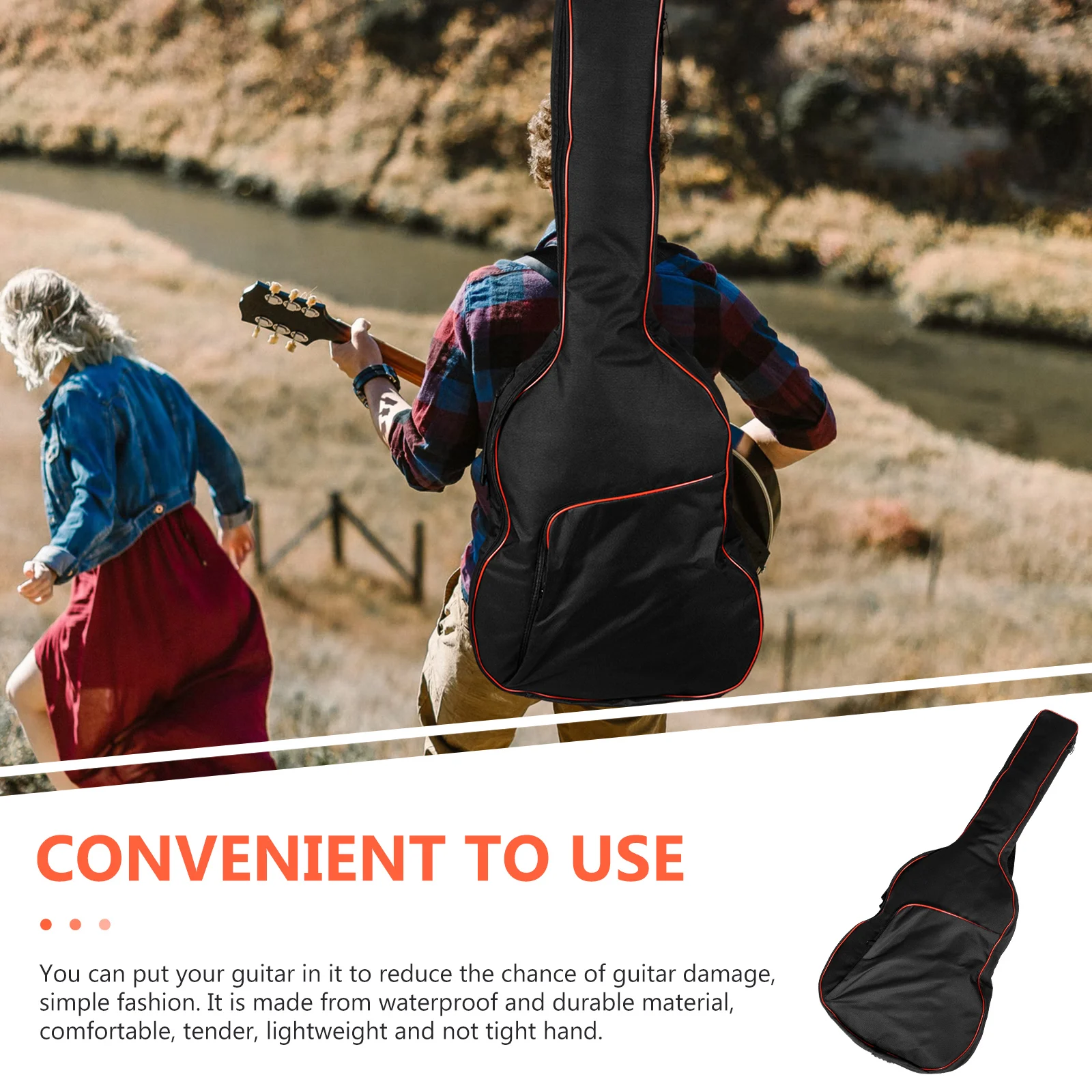 

Guitar Case Bag 41 Inch Electric Bass Waterproof Oxford Cloth Storage Pouch Black Durable Practical Musical Instrument Carry Bag