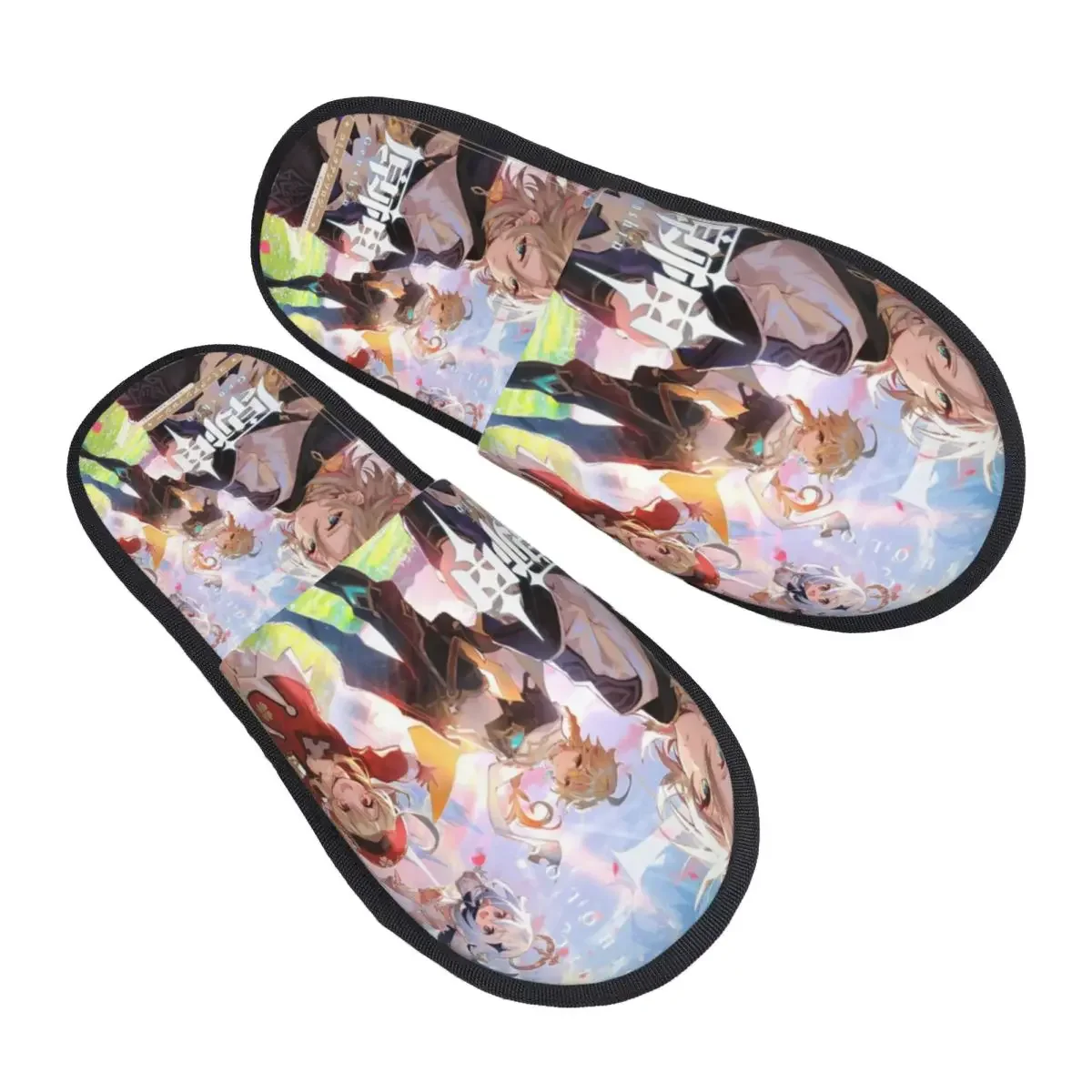 Custom Print Women Anime Genshin Impact House Slippers Soft Warm Manga Kawaii Memory Foam Fluffy Slipper Indoor Outdoor Shoes