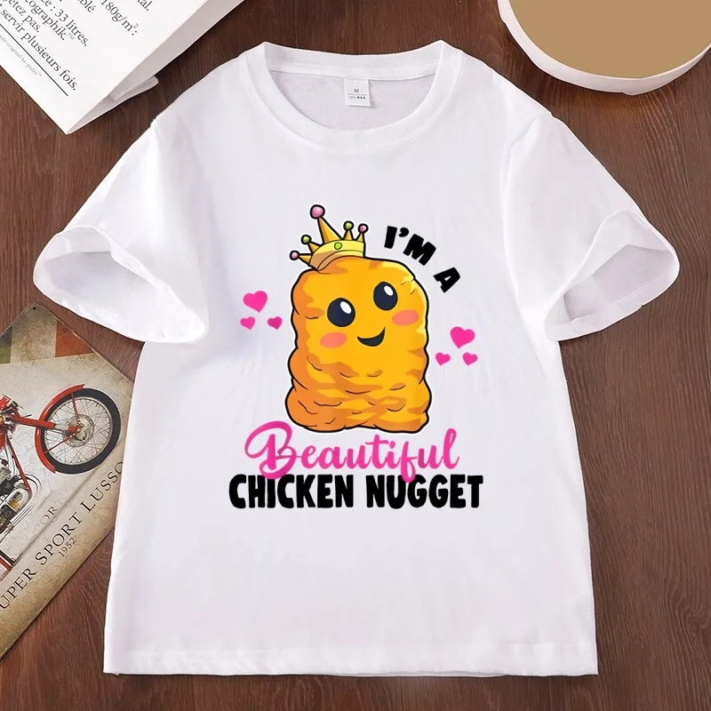 men's women's Crew Neck Fashion T-Shirts Funny Chicken Nugget Graphic t shirts Cute Cartoon Clothes comfortable tops