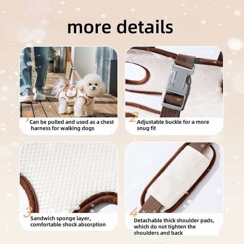 حقيبة ظهر أفقية محمولة للكلاب مع حزام كروس قابل للتنفس ومقبض كتف واحد حقيبة زعيم الحيوانات الأليفة للسفر المريح