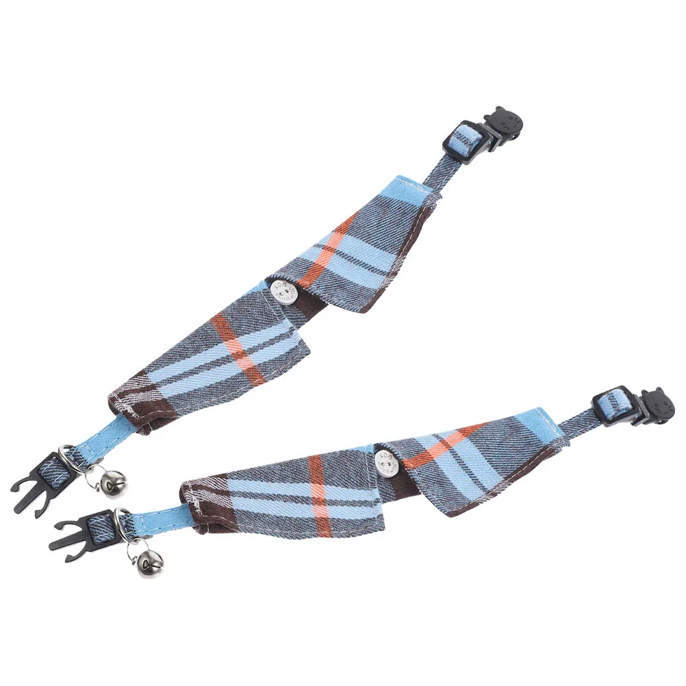 Collar de gato con patrón a cuadros, hebilla de seguridad ajustable, dije de campana, accesorio transpirable para mascotas, decoración para gatitos y perros pequeños, 2 uds.