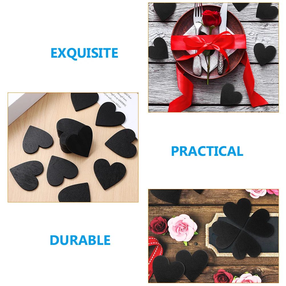 

40 Pcs Heart Shaped Blackboard Home Decor Heart-shaped Wood Chip Wooden Decorative Decoration Slices Decorations