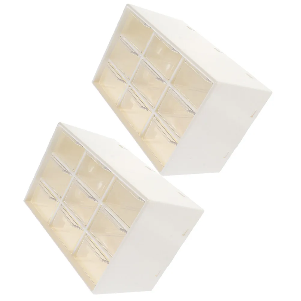 2Pcs Drawer Storage Box Clear PP Plastic Desktop Organizer Jewelry Cosmetics Stationery Case Multifunctional Office Supply