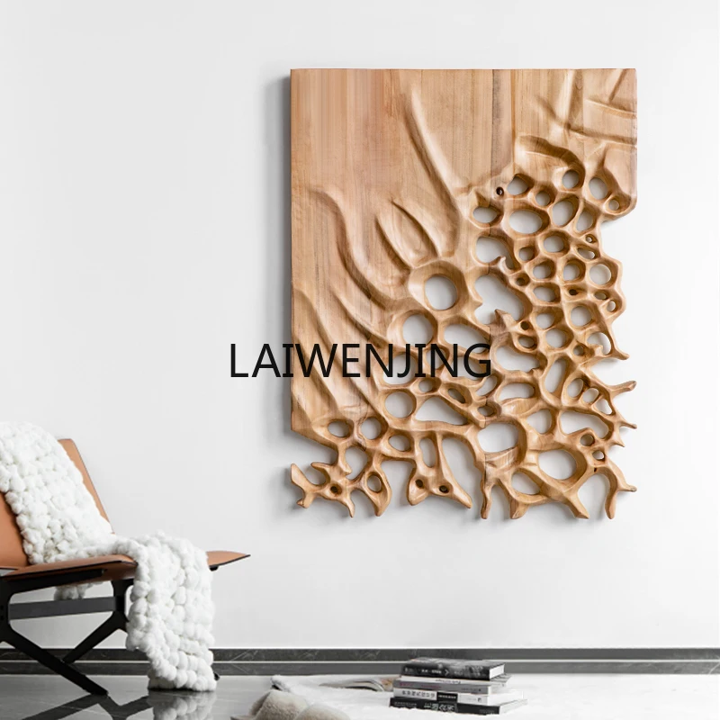 

HLZ simple wood carving decorative painting entrance wall decoration three-dimensional abstract art hanging painting