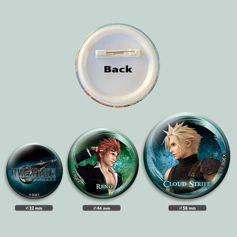 Final Fantasy VII FF7 ​​Game Brooch Cloud Strife Aerith Tifa Lockhart Sephiroth Reno Tseng Round Pin for Bag Decor Cartoon Badge - view 5