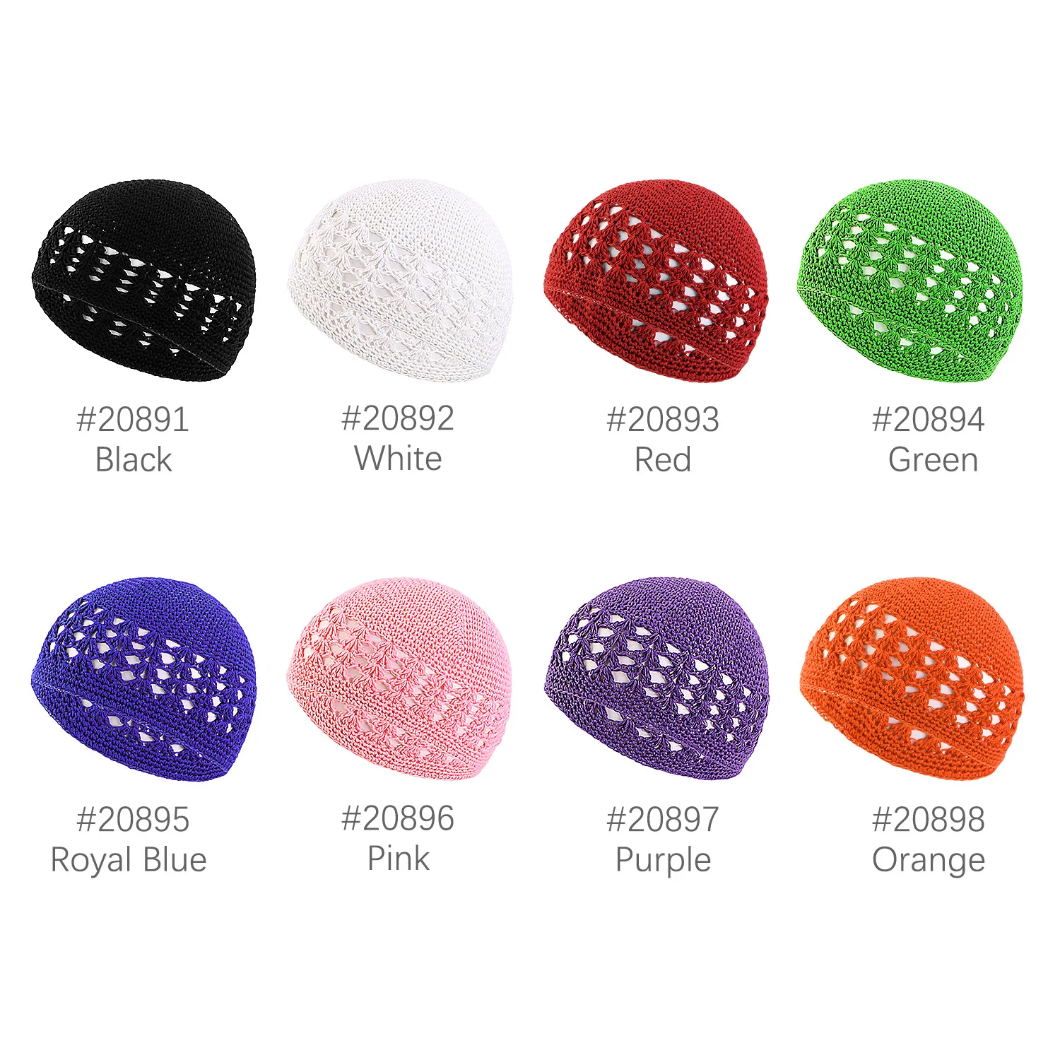 2024 Kids New Kufi Cap Solid Cotton Knit Skullies Beanies Skull Cap for Children Classic Crochet Handmade Hat Islamic Prayer Cap