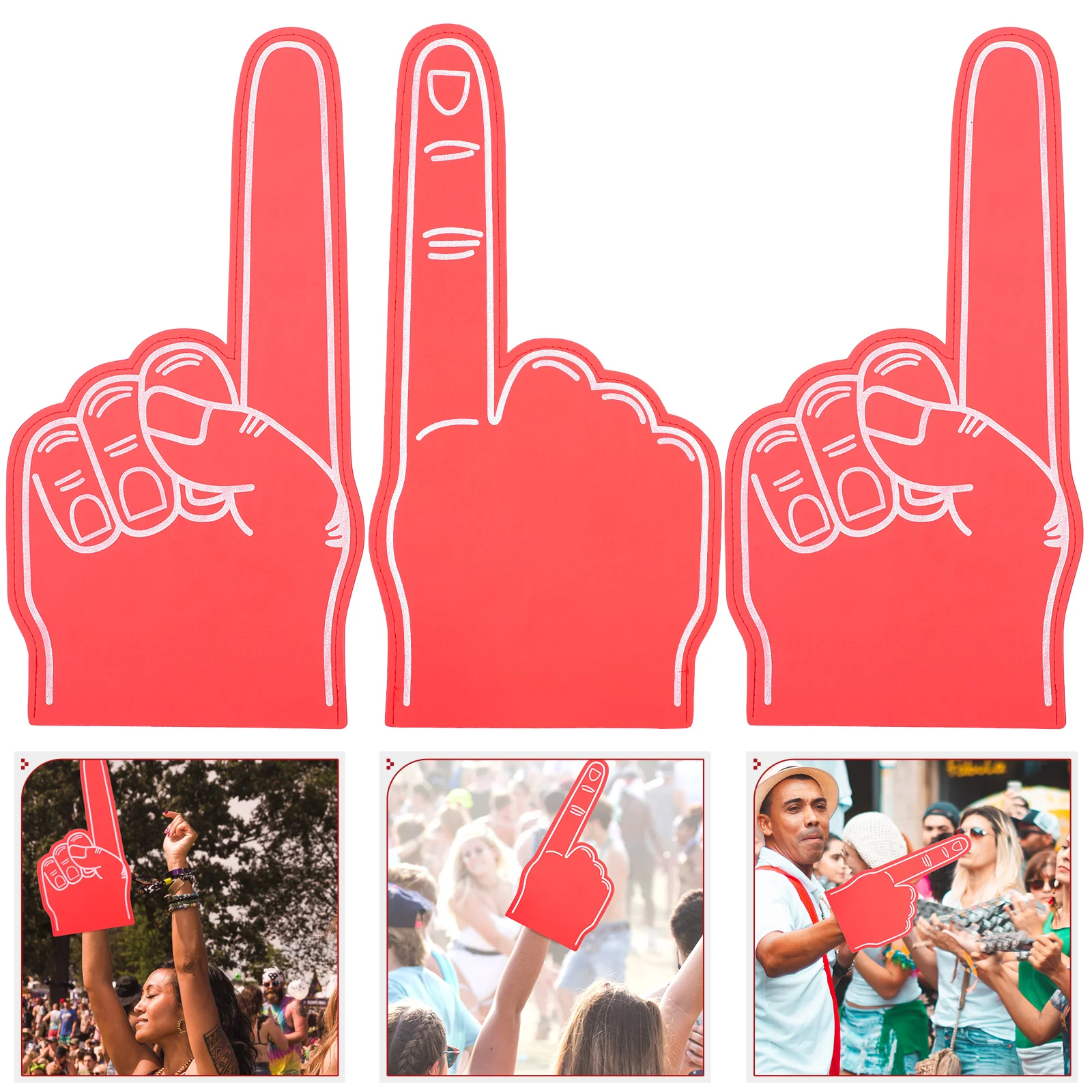 

3 Pcs Finger Cheerleader Football Party Favors Foam Fingers Inflatable Sports Fan Cheerleading Props Foams