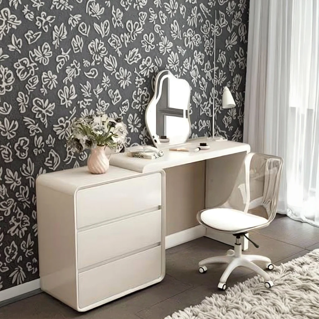 xx-Hot Selling Bedroom Simple Modern Desk Dresser With Mirror And Drawers Makeup Dressing Table Set With Side Cabinet^