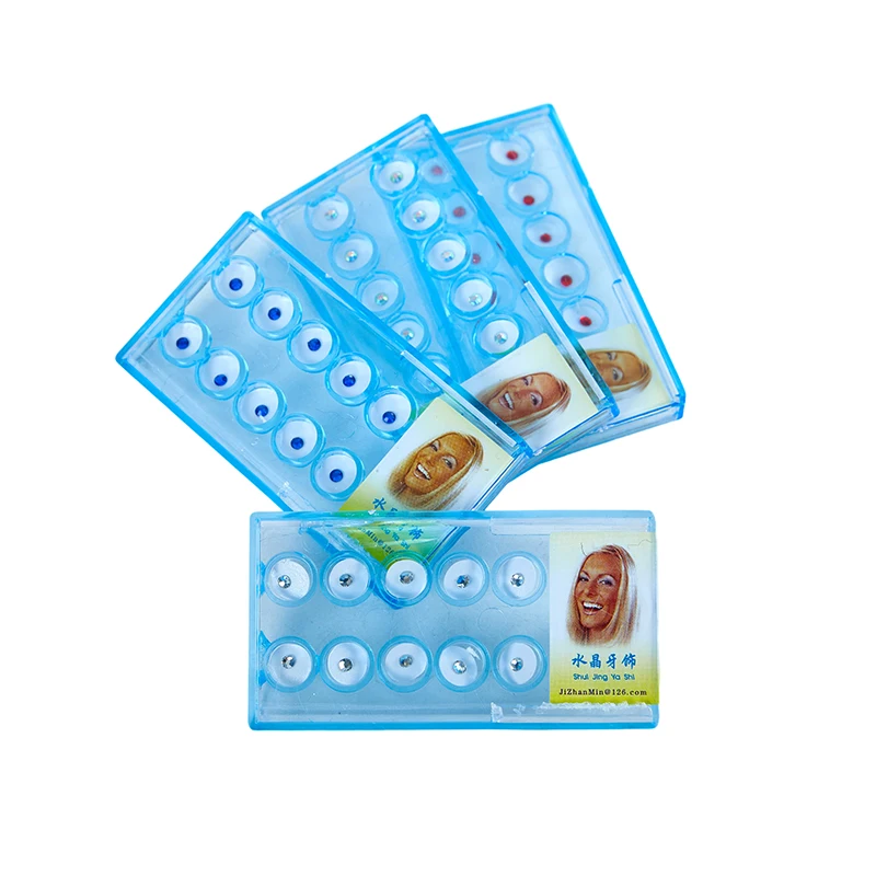 Fresa de diamante acrílico, tachuelas para blanqueamiento Dental, gemas dentales, Kit de joyería, decoración de dientes de cristal, 10 unids/lote por caja