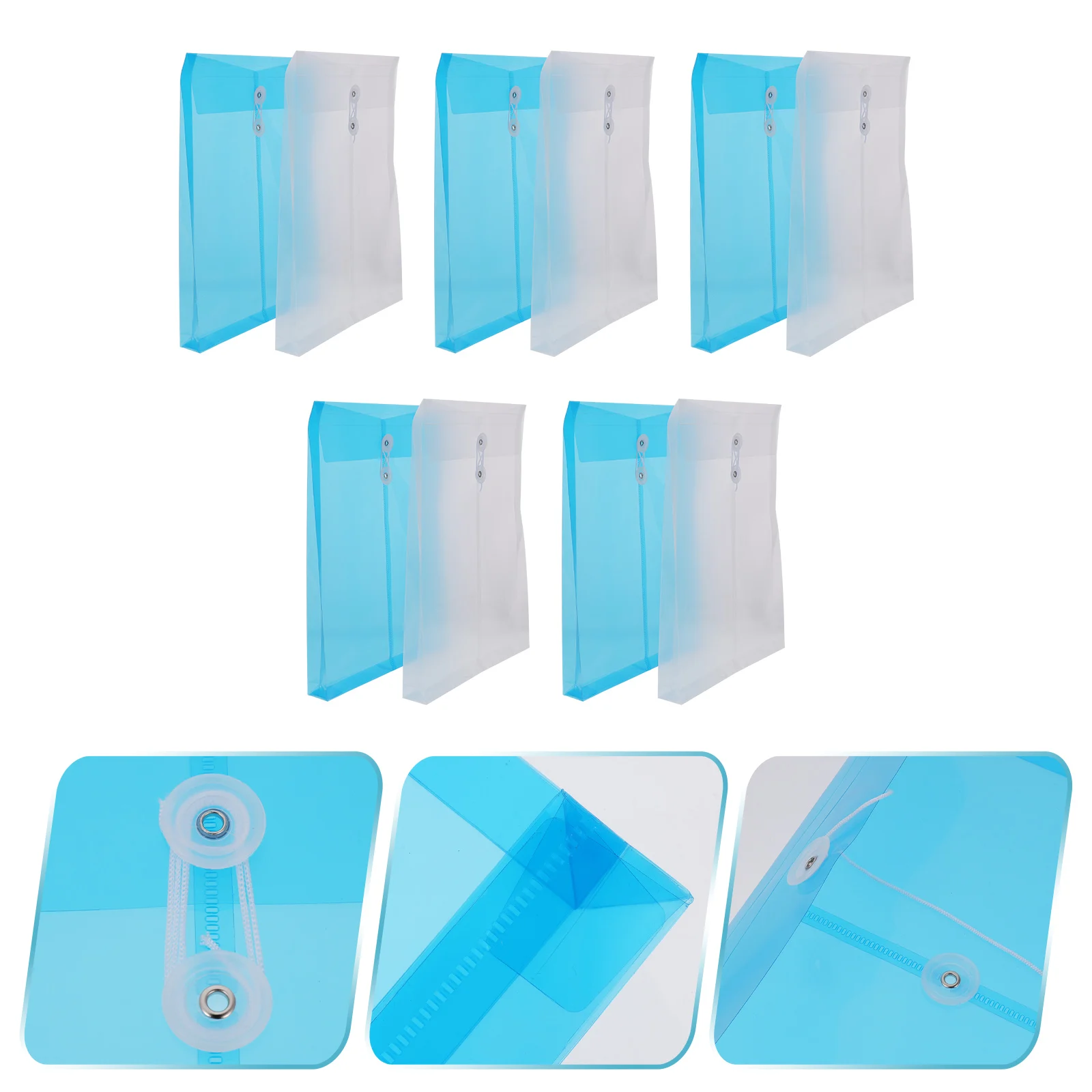 

10pcs A4 Transparent Pvc Bags Colorful Waterproof Document Storage Test Paper Organizer Button File Folder Office Supplies File