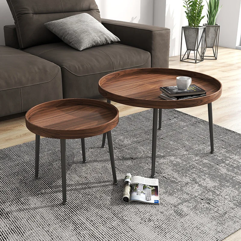 

Wooden Coffee Table Minimalist Modern Small Round Corner Table Sofa Side Table Furniture Combination Living Room Home Decoration