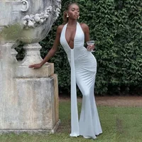 ABYOVRT Women Deep V Neck Ruched Maxi Dress Sleeveless Halter Gown Cocktail Evening Formal Dresses - Image 5