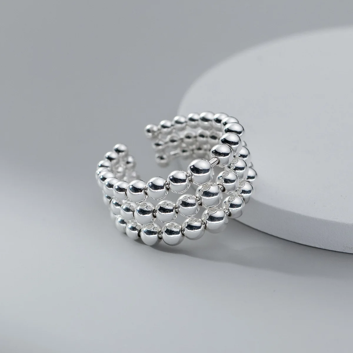 Fashion 925 Sterling Silver Three Layers Ball Rings For Women Luxury Aesthetic Jewelry Accessories Wholesale Jewellery