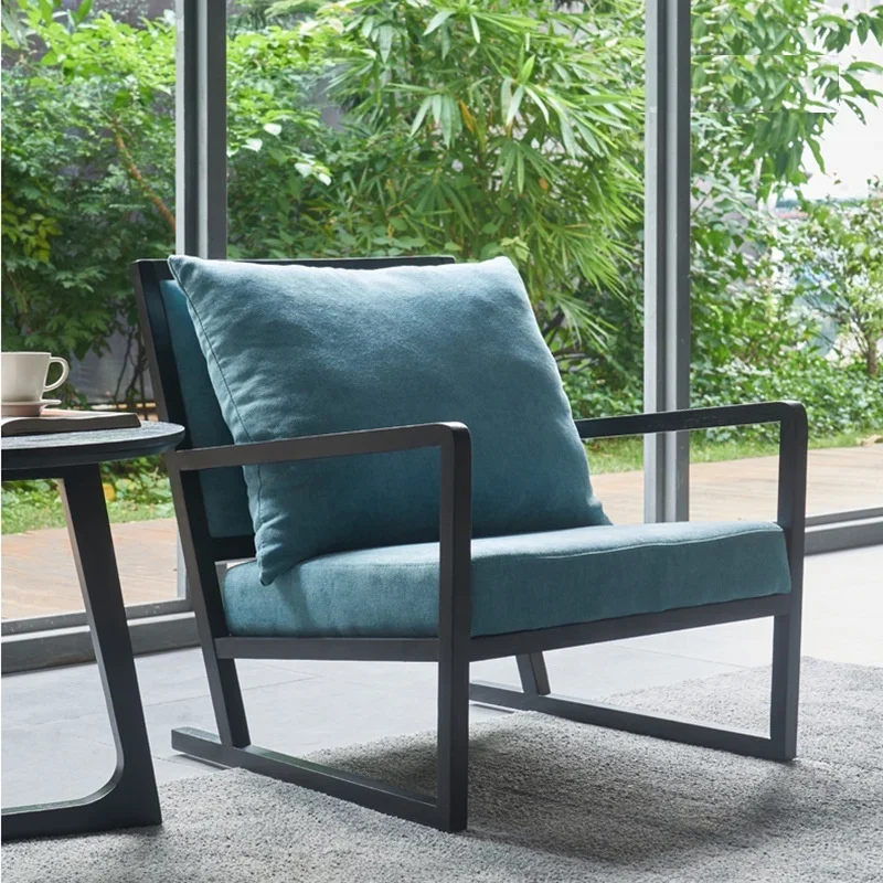 

New Arrival Nordic Light Luxury Solid Wood Single Leisure Sofa Chair Living Room Balcony Simple Modern Cloth Hotel Talk Leisure