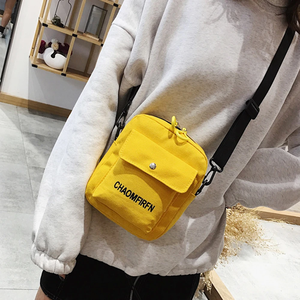 Women Shoulder Bag Fashion Pure Color Casual Tote Outdoor Bag Canvas Handbag Zipper Messenger Messenger Bags Femme