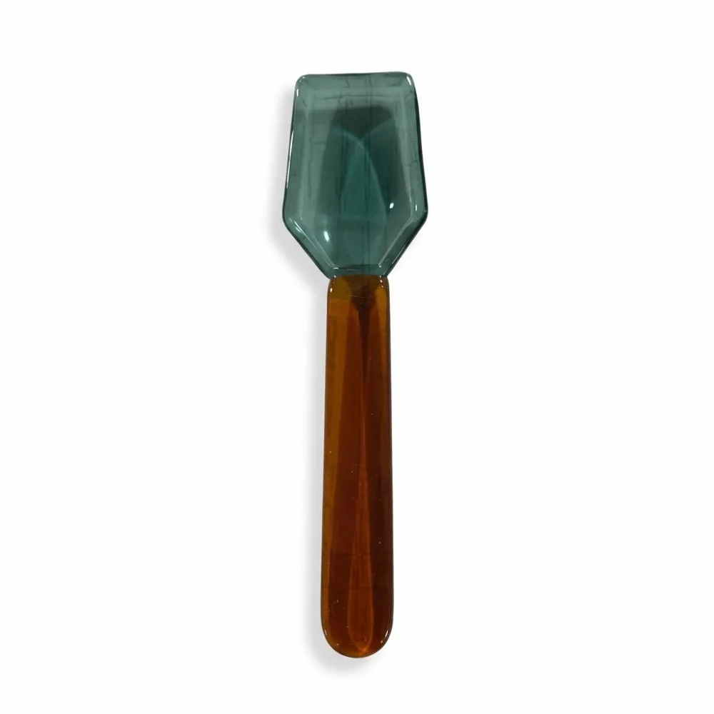 Creative Colorful Glass Dessert Spoon Long Handle INS Style Ice Cream Spoon Heat Cold Resistance Teaspoon Restaurant