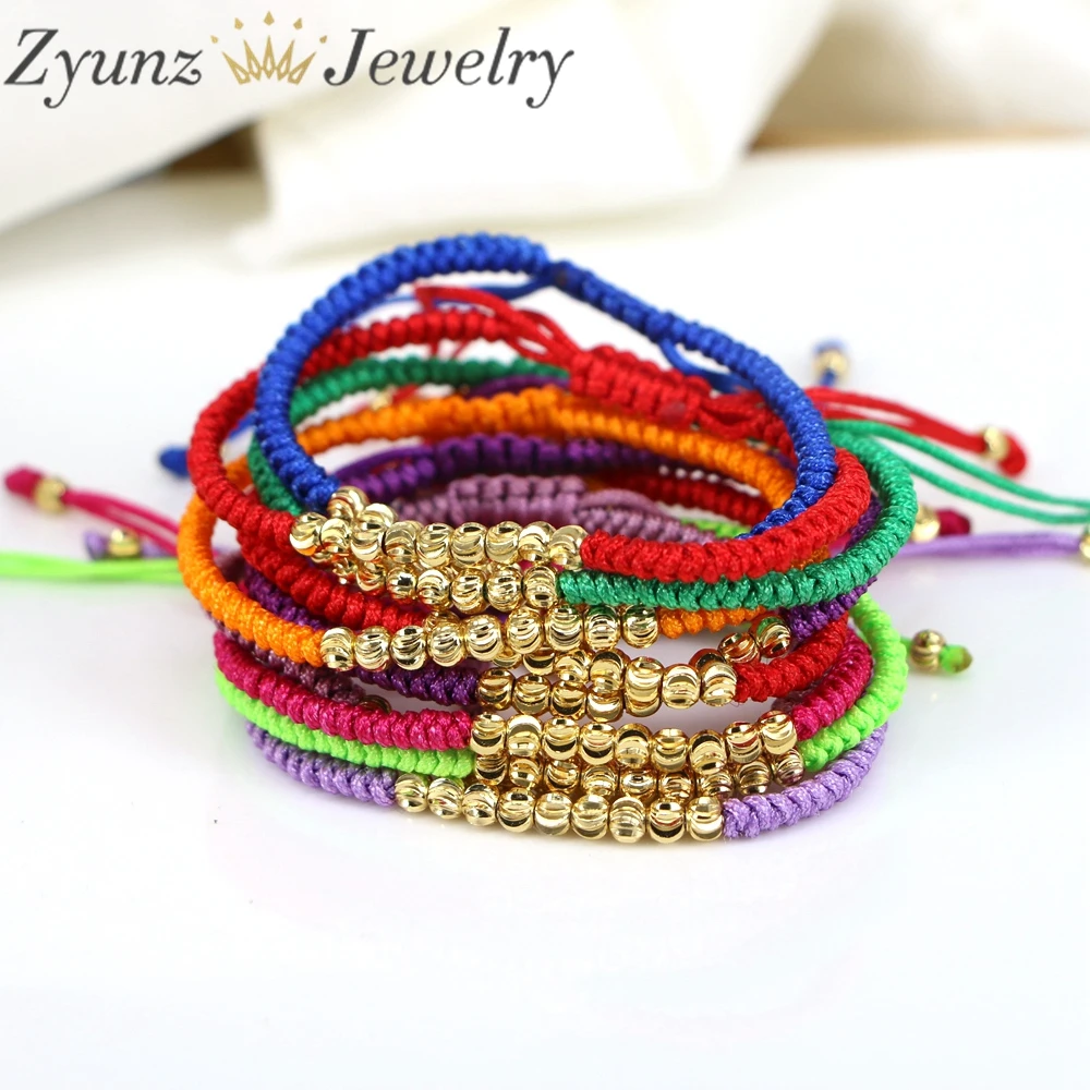 

20PCS, Gold Color Copper Beads Rope Thread String Braided Bracelets Women Men Jewelry Gifts