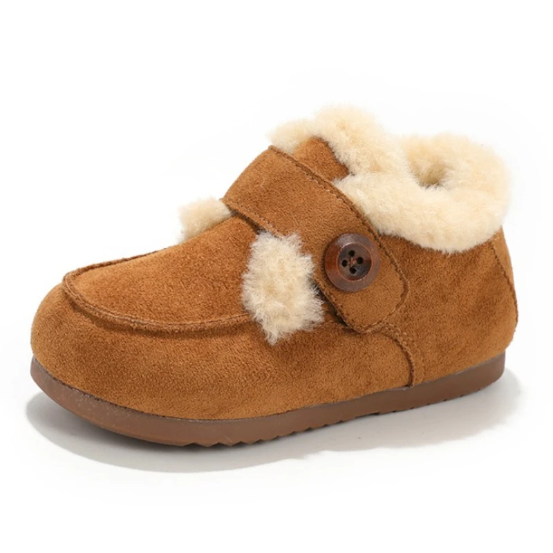 

2025 Winter New Girls' Ankle Boots Fleece Lined Warm Children's Cotton Shoes Soft Sole Anti-slip Snow Short Boots for 3-10Y Kids