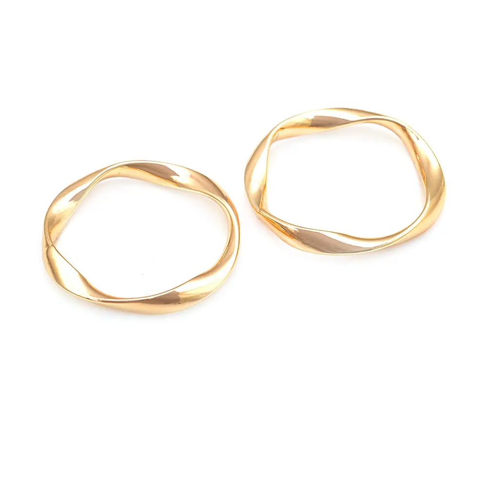 16MM 20MM 25MM 45MM 18K Gold Color Brass Twist Circle Connect Charms Pendants High Quality Jewelry Making Supplies Diy Findings