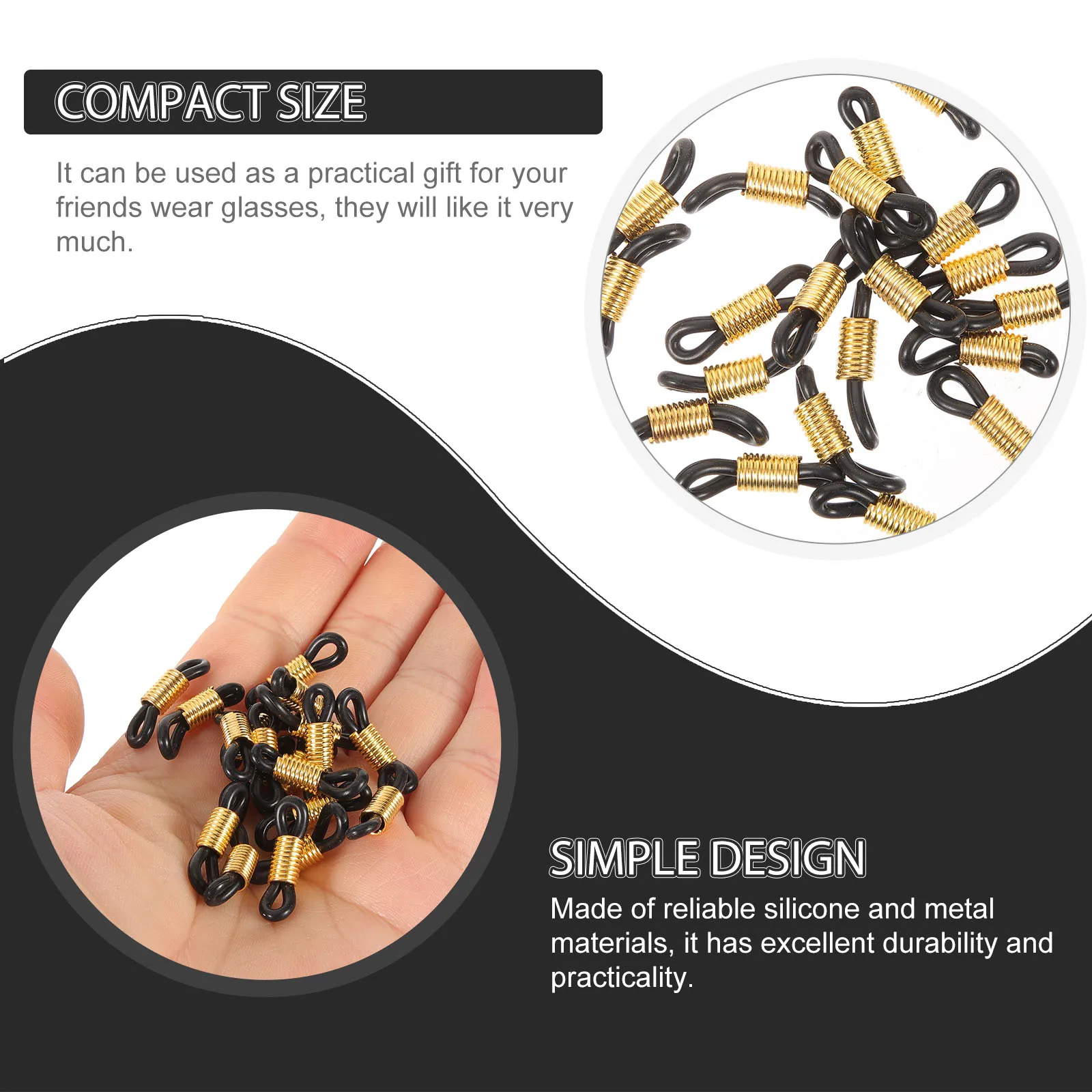 

50pcs Glasses Chain Ends Eyeglass Anti Skid Connector Silicone Holder for Sunglasses Reading Glasses Parts Accessories
