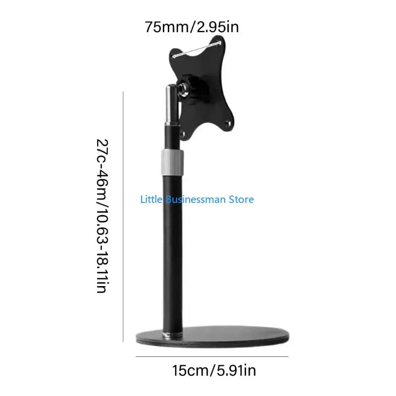 Desktop-Displayständer für 7 bis 18,5 Zoll große Monitore, Metall-VESA-Halterung 75 x 75 mm mit runder Basis für Heimbüro und – Detail 6