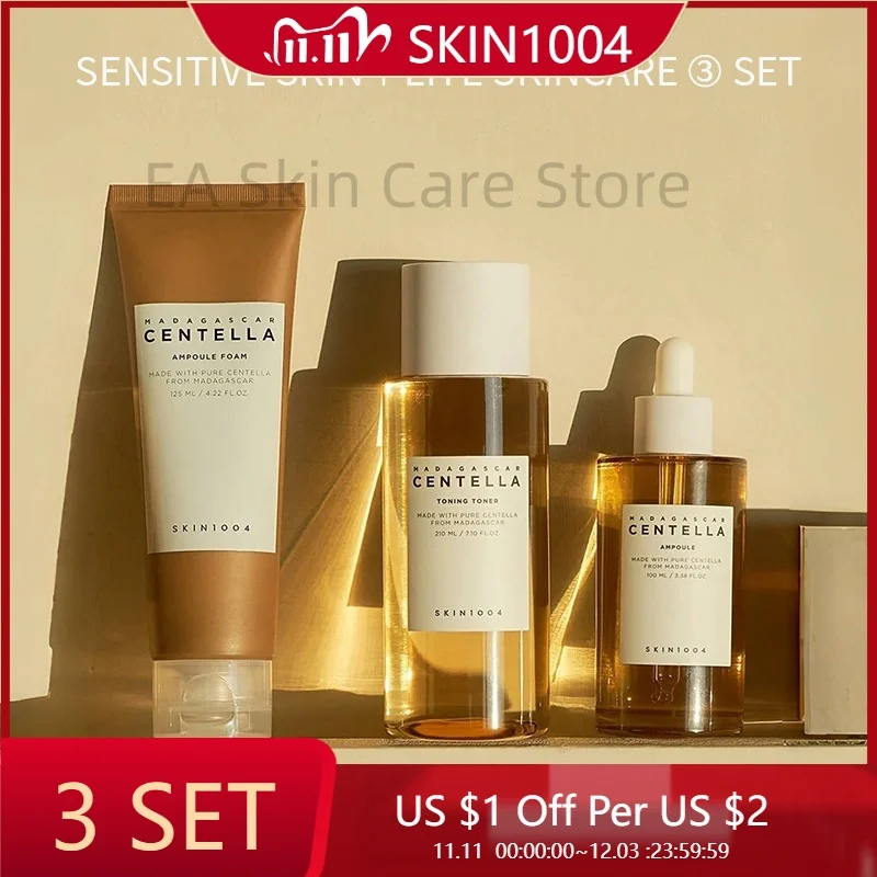 

Madagascar Centella Skincare Soothing Asiatica Ampoule Facial Serum Foam Cleanser Moisturizing Essence Toner 3Pcs/Set