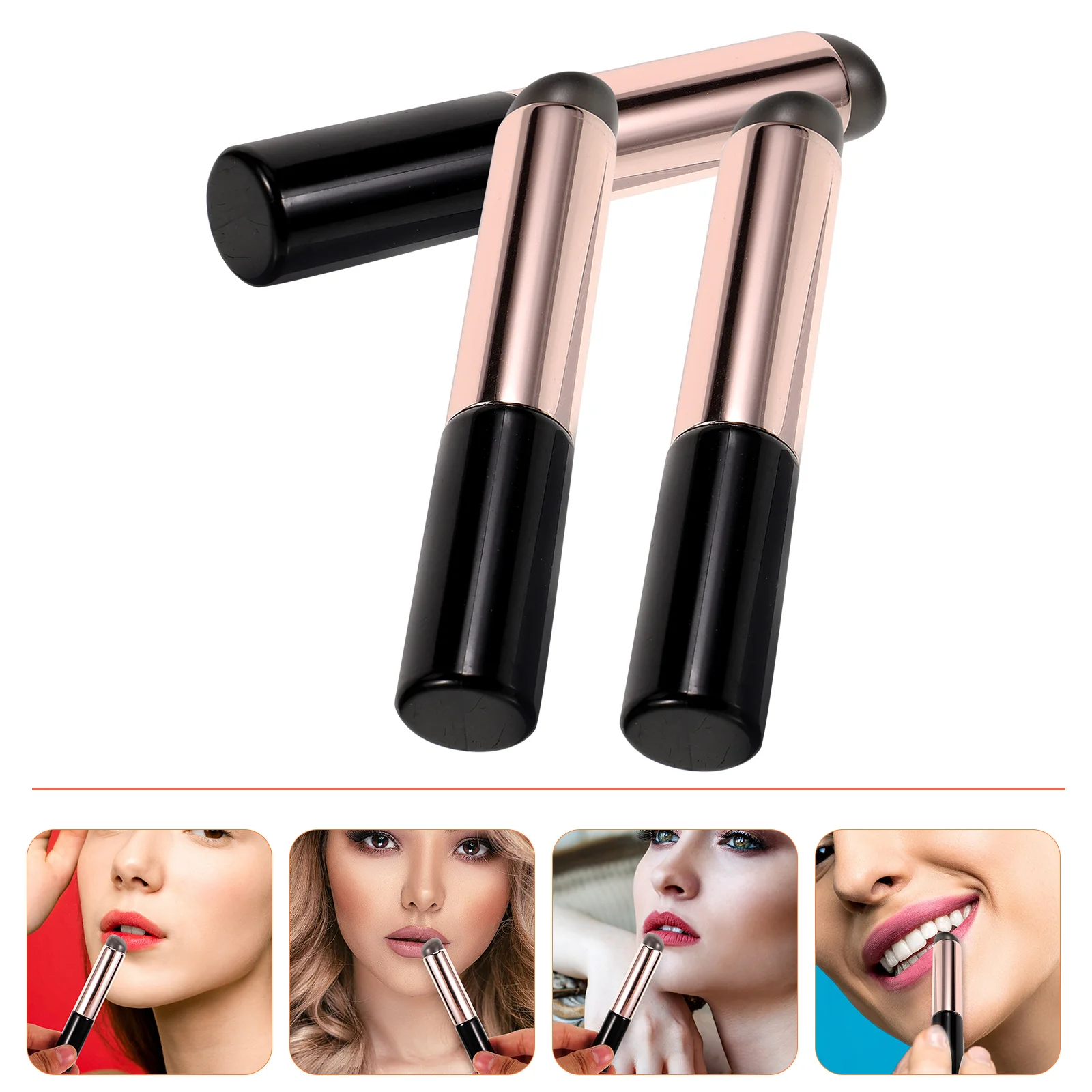 

3 Pcs Lip Brush Brushes Applicator for Lipstick Portable Gloss Imitation Wood Handle Miss