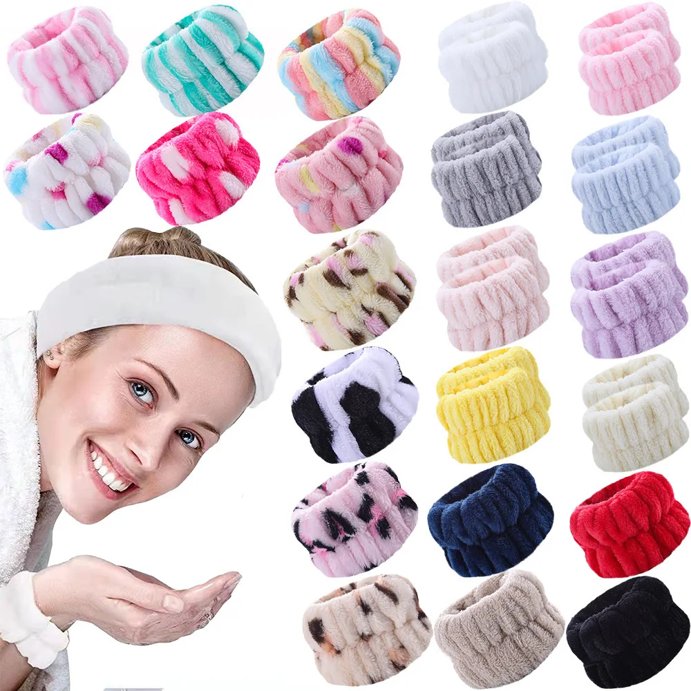 Wrist Spa Washband Microfiber Wrist Wash Towel Band Wristband Scrunchies for Washing Face Absorbent Wrist Sweatband Headbands