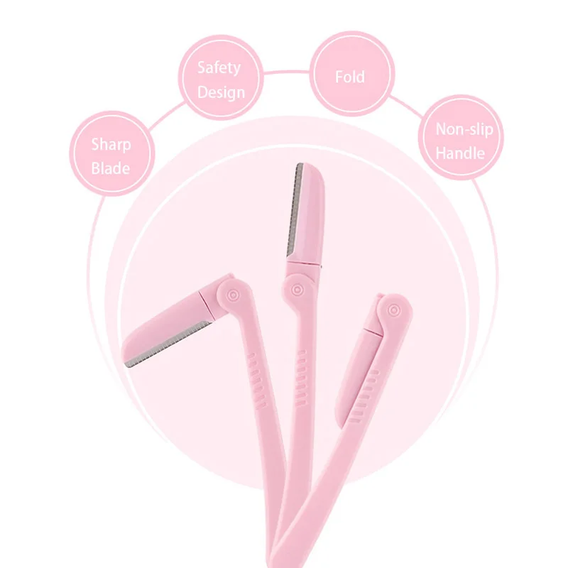 3 Stks/set Vrouwen Gezichtsverzorging Ontharing Tool Make-Up Scheermes Wenkbrauw Trimmer Veilig Scheren Rezors Professionele Make-Up