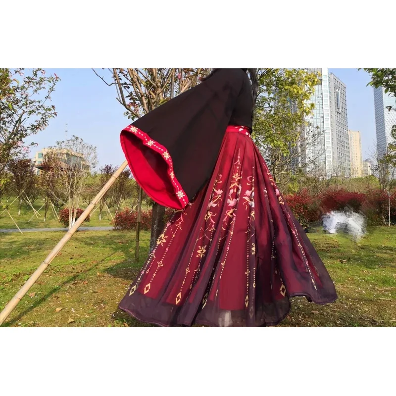 DY20 الصينية التقليدية Hanfu أسود أحمر زي امرأة فستان القديمة فستان الأميرة الشرقية أناقة سلالة تانغ ملابس الرقص 25