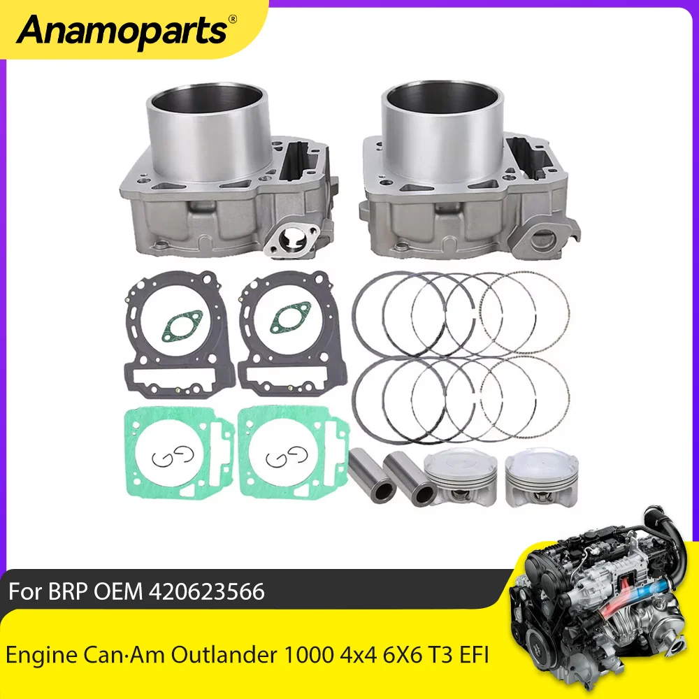 Motorcycle Cylinder 91mm Piston Gasket STD Kit For BRP Can-Am Outlander 1000 4x4 6X6 T3 EFI 1000cc 2011-2021 420623566 420413200