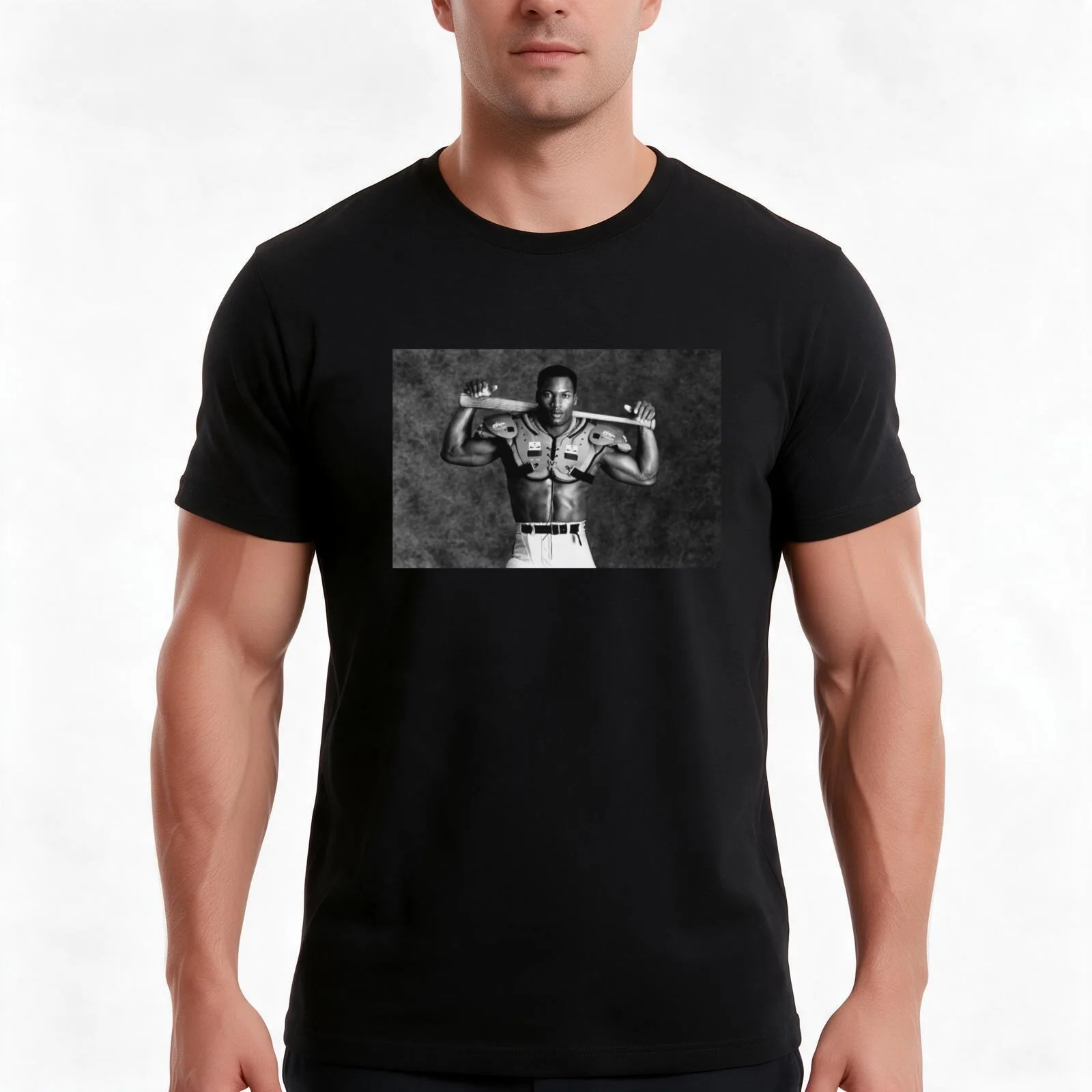 Bo Jackson Art Print- Two Sport Dominance T-Shirt, Summer Casual Cotton Tee, Oversized Streetwear Tops, Vintage Graphic Print